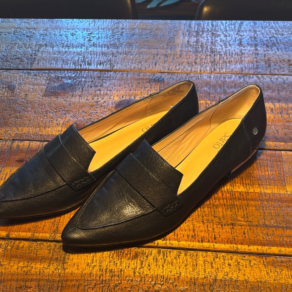 Franco Sarto Black Pointed Leather Loafers